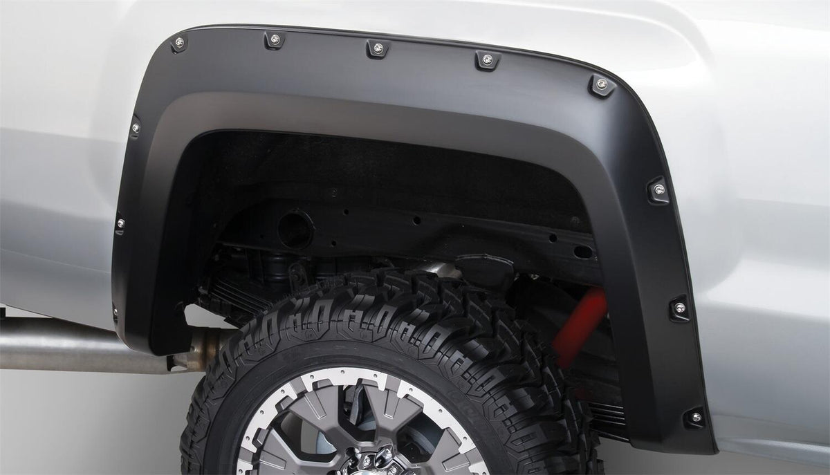 Bushwacker 40967-02 - Black Pocket/Rivet Style Smooth Finish 4-Piece Fender Flare Set For 2015-2019 GMC Sierra 2500 Hd/3500 Hd Bushwacker 2