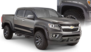 Bushwacker 40969-02 - Black Pocket/Rivet Style Smooth Finish 4-Piece Fender Flare Set For 2015-2020 Chevrolet Colorado W/61.7 Inch Bed Bushwacker 1