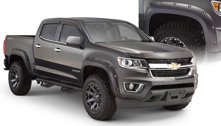 Bushwacker 40969-02 - Black Pocket/Rivet Style Smooth Finish 4-Piece Fender Flare Set For 2015-2020 Chevrolet Colorado W/61.7 Inch Bed Bushwacker 1