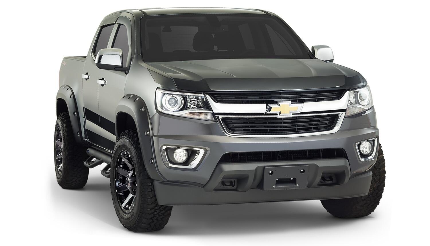 Bushwacker 40969-02 - Black Pocket/Rivet Style Smooth Finish 4-Piece Fender Flare Set For 2015-2020 Chevrolet Colorado W/61.7 Inch Bed Bushwacker 4