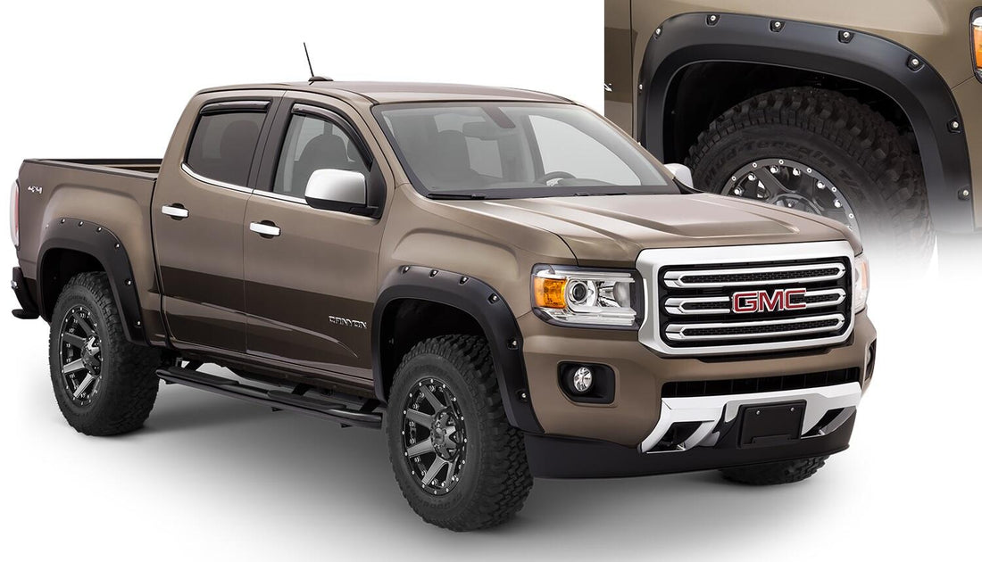 Bushwacker 40971-02 - Black Pocket/Rivet Style Smooth Finish 4-Piece Fender Flare Set For 2015-2021 GMC Canyon W/61.7 Inch Bed Bushwacker 1