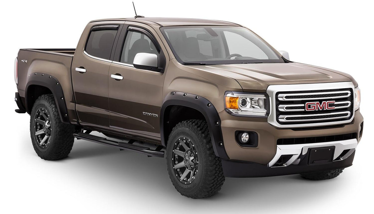 Bushwacker 40971-02 - Black Pocket/Rivet Style Smooth Finish 4-Piece Fender Flare Set For 2015-2021 GMC Canyon W/61.7 Inch Bed Bushwacker 4