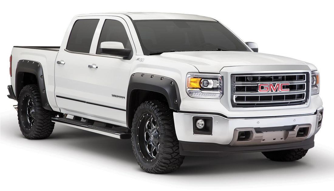 Bushwacker 40974-02 - Black Pocket/Rivet Style Smooth Finish 4-Piece Fender Flare Set For 2016-2018 GMC Sierra 1500 (Incl Limited) Fits 69.3 Inch Bed Bushwacker 4