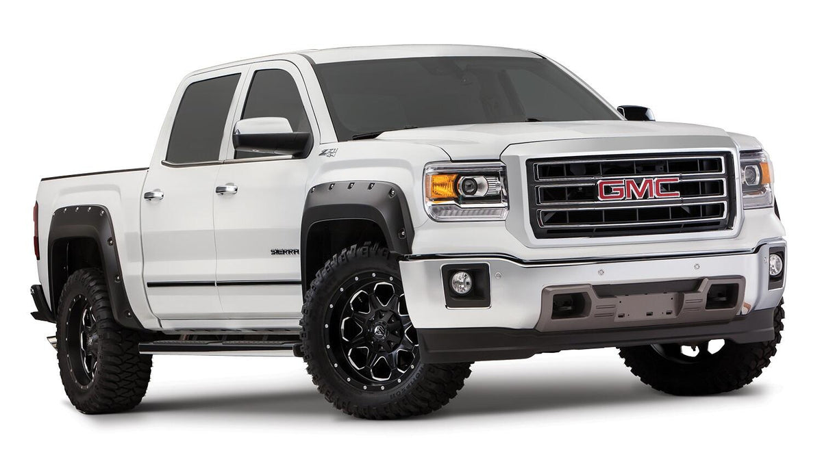 Bushwacker 40974-02 - Black Pocket/Rivet Style Smooth Finish 4-Piece Fender Flare Set For 2016-2018 GMC Sierra 1500 (Incl Limited) Fits 69.3 Inch Bed Bushwacker 5