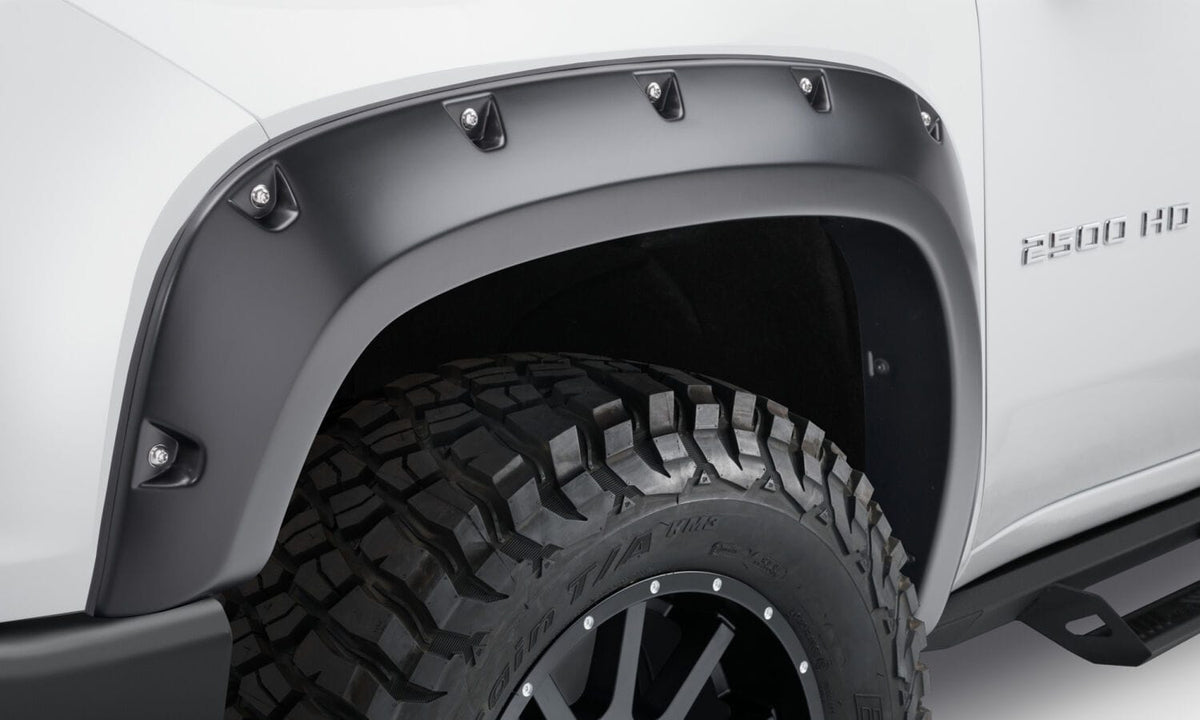 Bushwacker Body Bushwacker 40982-02 - Black Pocket/Rivet Style Smooth Finish 4-Piece Set For 2020-2026 Chevrolet Silverado 2500/3500 Bushwacker