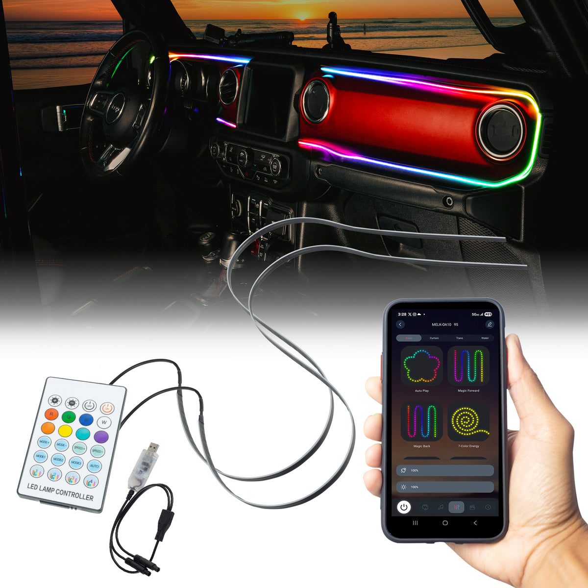 Oracle Lighting 4236-332 2020-2023 Jeep Gladiator Dash Fiber Optic Light Strip