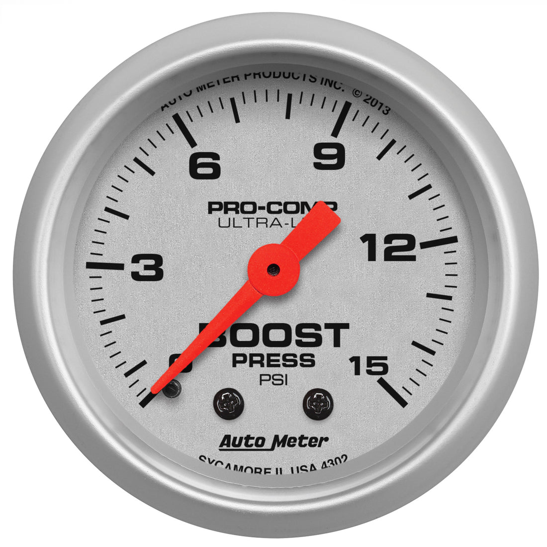 AutoMeter 4302 - GAUGE, BOOST, 2 1/16", 15PSI, MECHANICAL, ULTRA-LITE 5