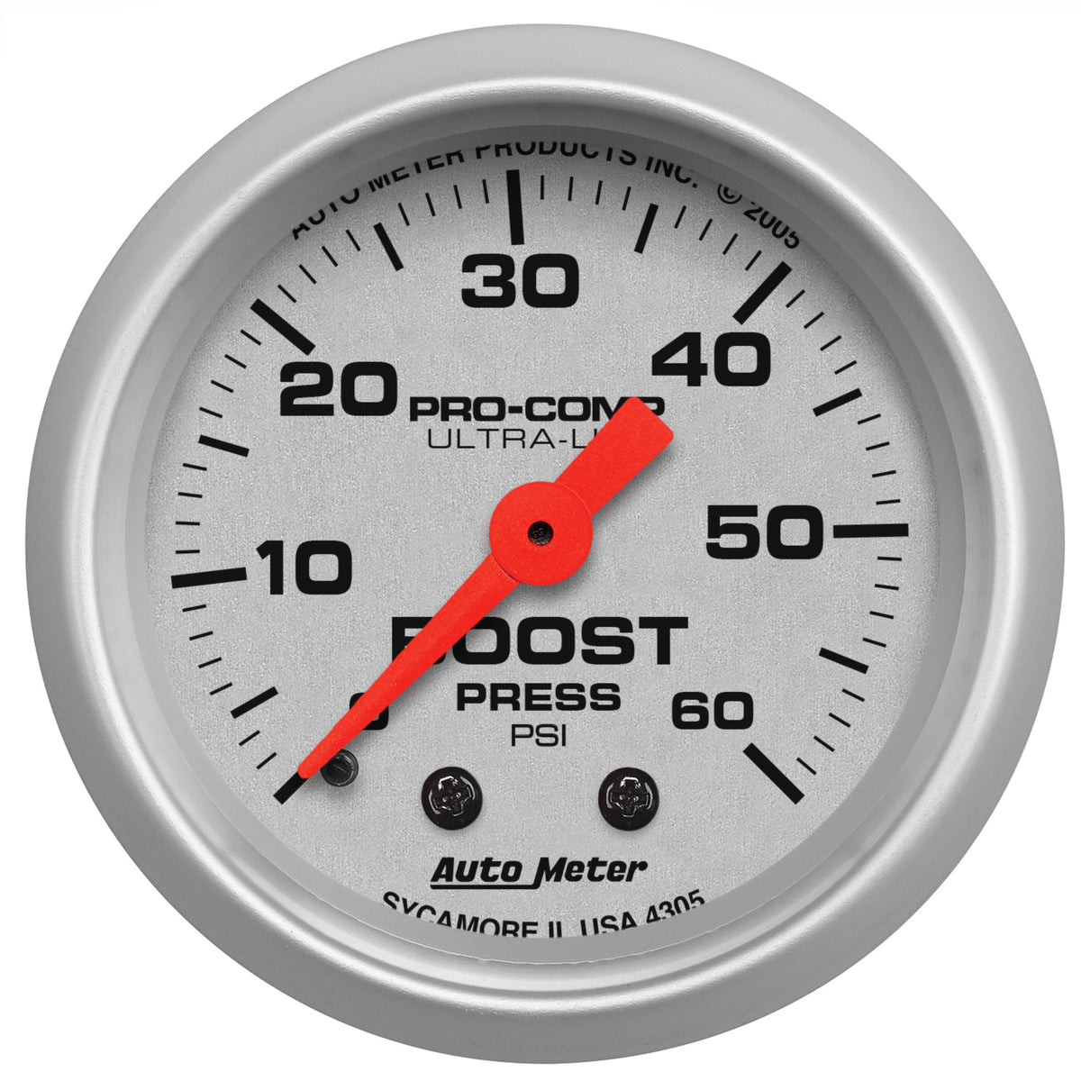 AutoMeter 4305 - GAUGE, BOOST, 2 1/16", 60PSI, MECHANICAL, ULTRA-LITE 3