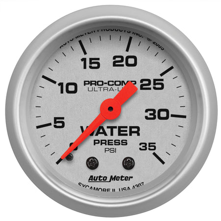AutoMeter 4307 - GAUGE, WATER PRESS, 2 1/16", 35PSI, MECHANICAL, ULTRA-LITE 3