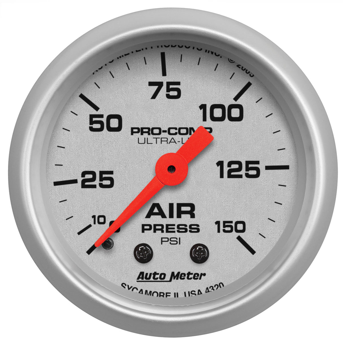 AutoMeter 4320 - GAUGE, AIR PRESS, 2 1/16", 150PSI, MECHANICAL, ULTRA-LITE 3