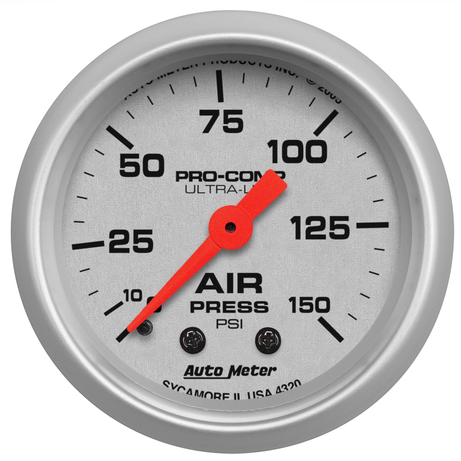 AutoMeter 4320 - GAUGE, AIR PRESS, 2 1/16", 150PSI, MECHANICAL, ULTRA-LITE 3