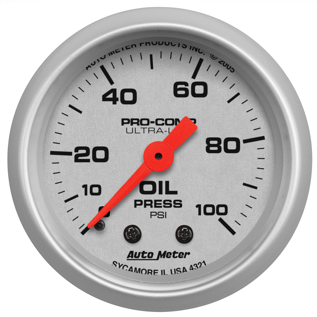 AutoMeter 4321 - GAUGE, OIL PRESSURE, 2 1/16", 100PSI, MECHANICAL, ULTRA-LITE 3