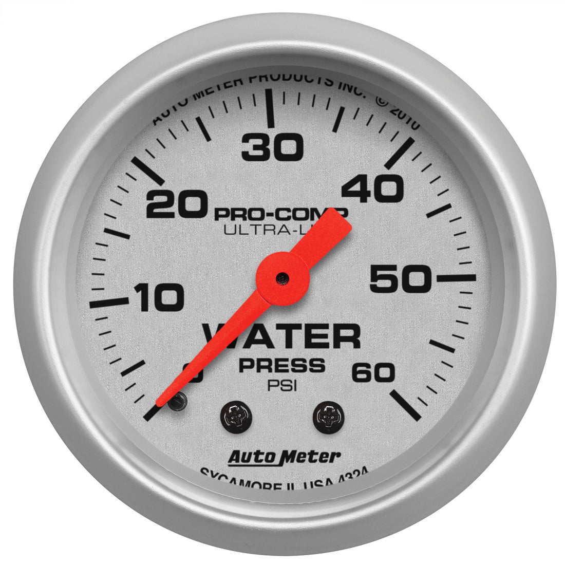 AutoMeter 4324 - GAUGE, WATER PRESS, 2 1/16", 60PSI, MECHANICAL, ULTRA-LITE 3