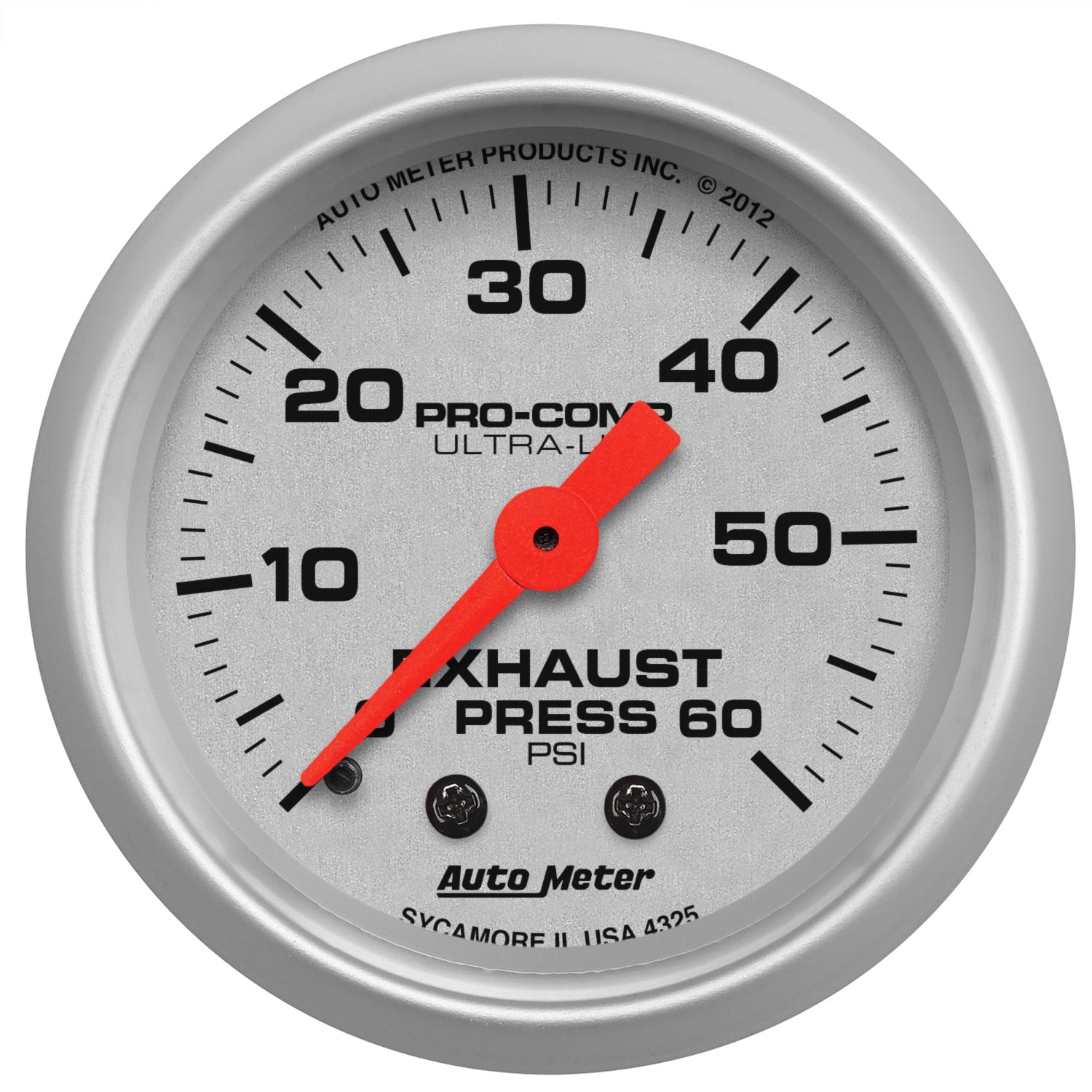 AutoMeter 4325 - GAUGE, EXHAUST PRESS, 2 1/16", 60PSI, MECHANICAL, ULTRA-LITE 5