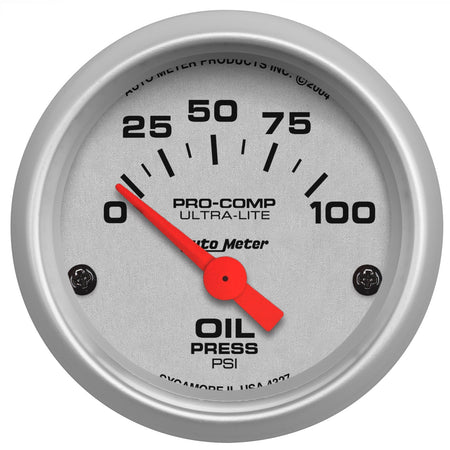 AutoMeter 4327 - GAUGE, OIL PRESSURE, 2 1/16", 100PSI, ELECTRIC, ULTRA-LITE 3