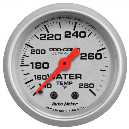 AutoMeter 4331 - GAUGE, WATER TEMP, 2 1/16", 140-280?F, MECHANICAL, ULTRA-LITE 3