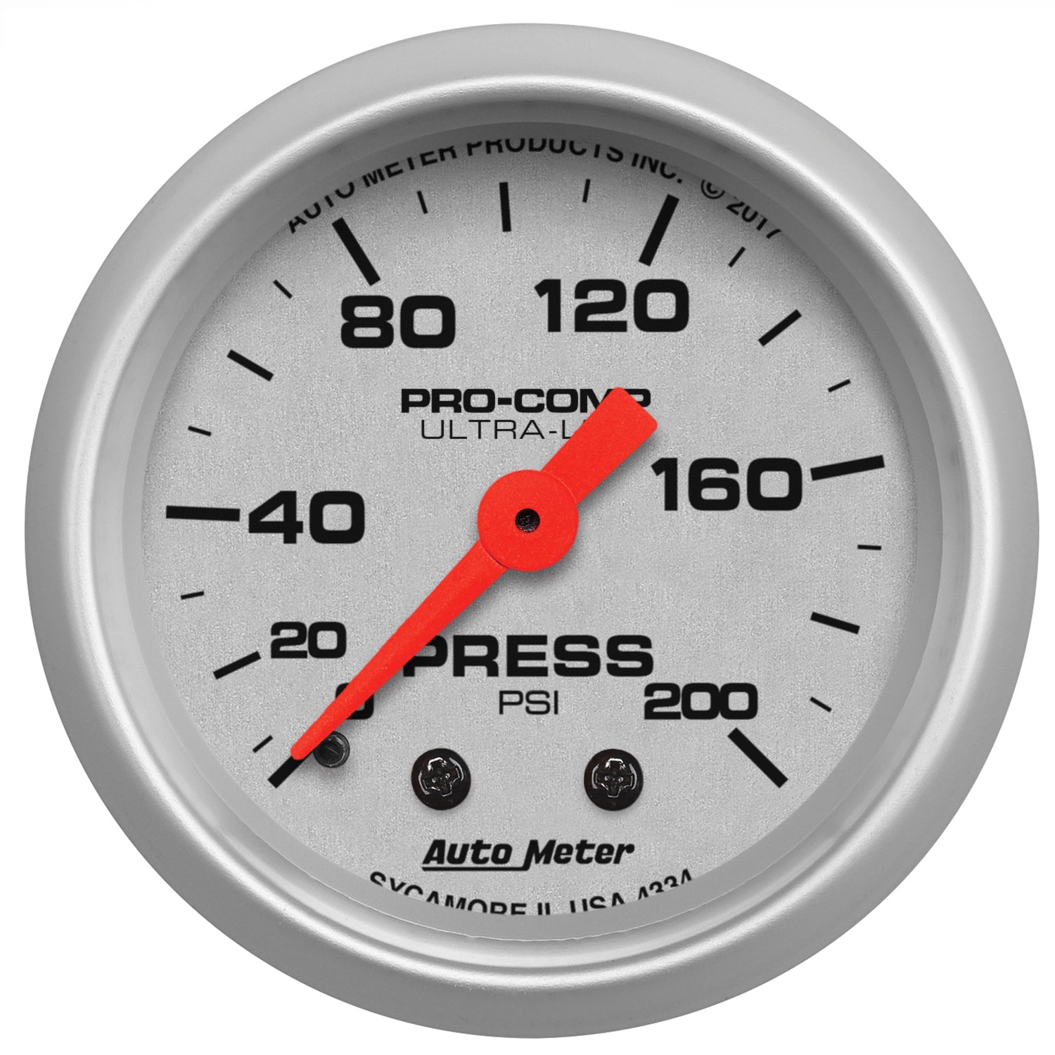 AutoMeter 4334 - GAUGE, PRESSURE, 2 1/16", 200PSI, MECHANICAL, ULTRA-LITE 3