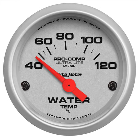 AutoMeter 4337-M - GAUGE, WATER TEMP, 2 1/16", 40-120?C, ELECTRIC, ULTRA-LITE 3