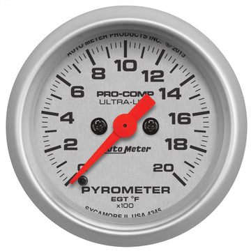 AutoMeter 4345 - GAUGE, PYROMETER (EGT), 2 1/16", 2000?F, DIGITAL STEPPER MOTOR, ULTRA-LITE 3