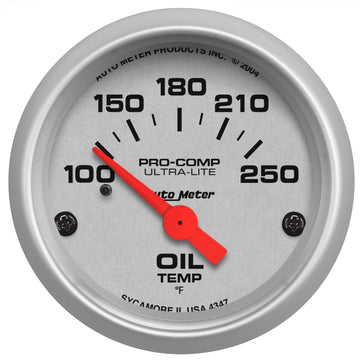 AutoMeter 4347 - GAUGE, OIL TEMP, 2 1/16", 100-250?F, ELECTRIC, ULTRA-LITE 3