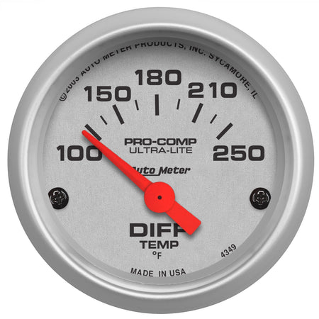 AutoMeter 4349 - GAUGE, DIFFERENTIAL TEMP, 2 1/16", 100-250?F, ELECTRIC, ULTRA-LITE 3