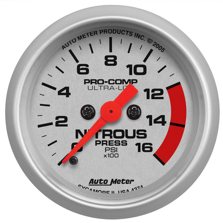 AutoMeter 4374 - GAUGE, NITROUS PRESSURE, 2 1/16", 1600PSI, DIGITAL STEPPER MOTOR, ULTRA-LITE 3