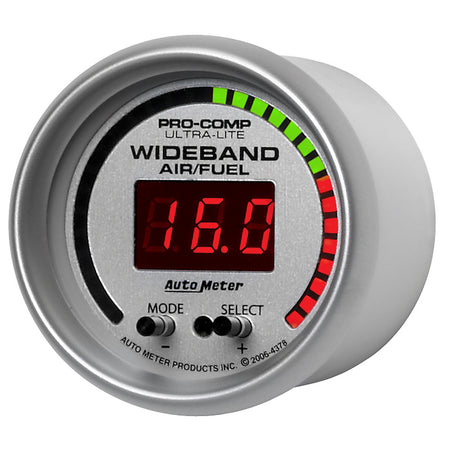AutoMeter 4378 - GAUGE, AIR/FUEL RATIO-PRO, 2 1/16", 10:1-20:1, DIGITAL W/ PEAK & WRN, ULTRA-LITE 4