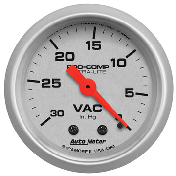 AutoMeter 4384 - GAUGE, VACUUM, 2 1/16", 30INHG, MECHANICAL, ULTRA-LITE 3