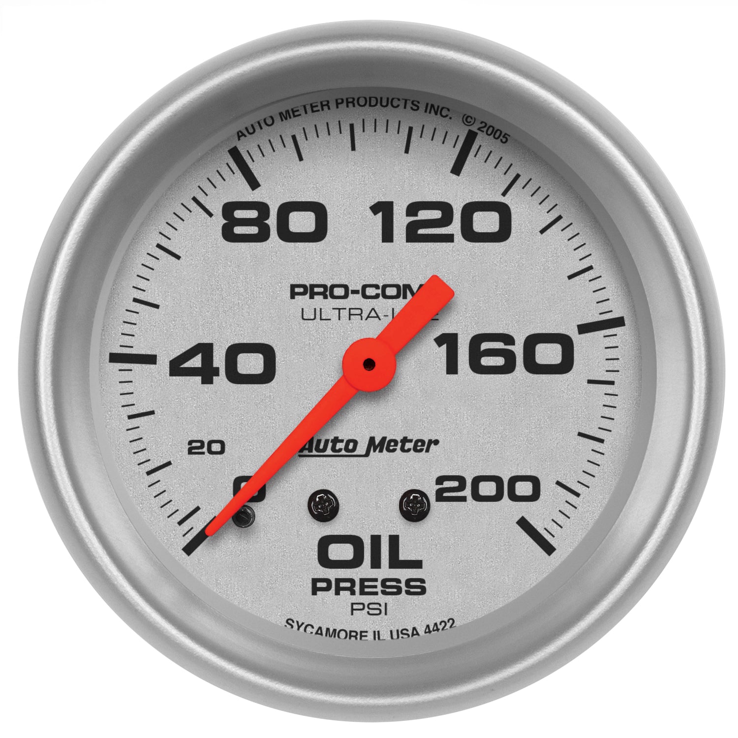 AutoMeter 4422 - GAUGE, OIL PRESSURE, 2 5/8", 200PSI, MECHANICAL, ULTRA-LITE 3