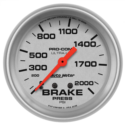 AutoMeter 4426 2-5/8" BRAKE PRESSURE, 0-2000 PSI, ULTRA-LITE