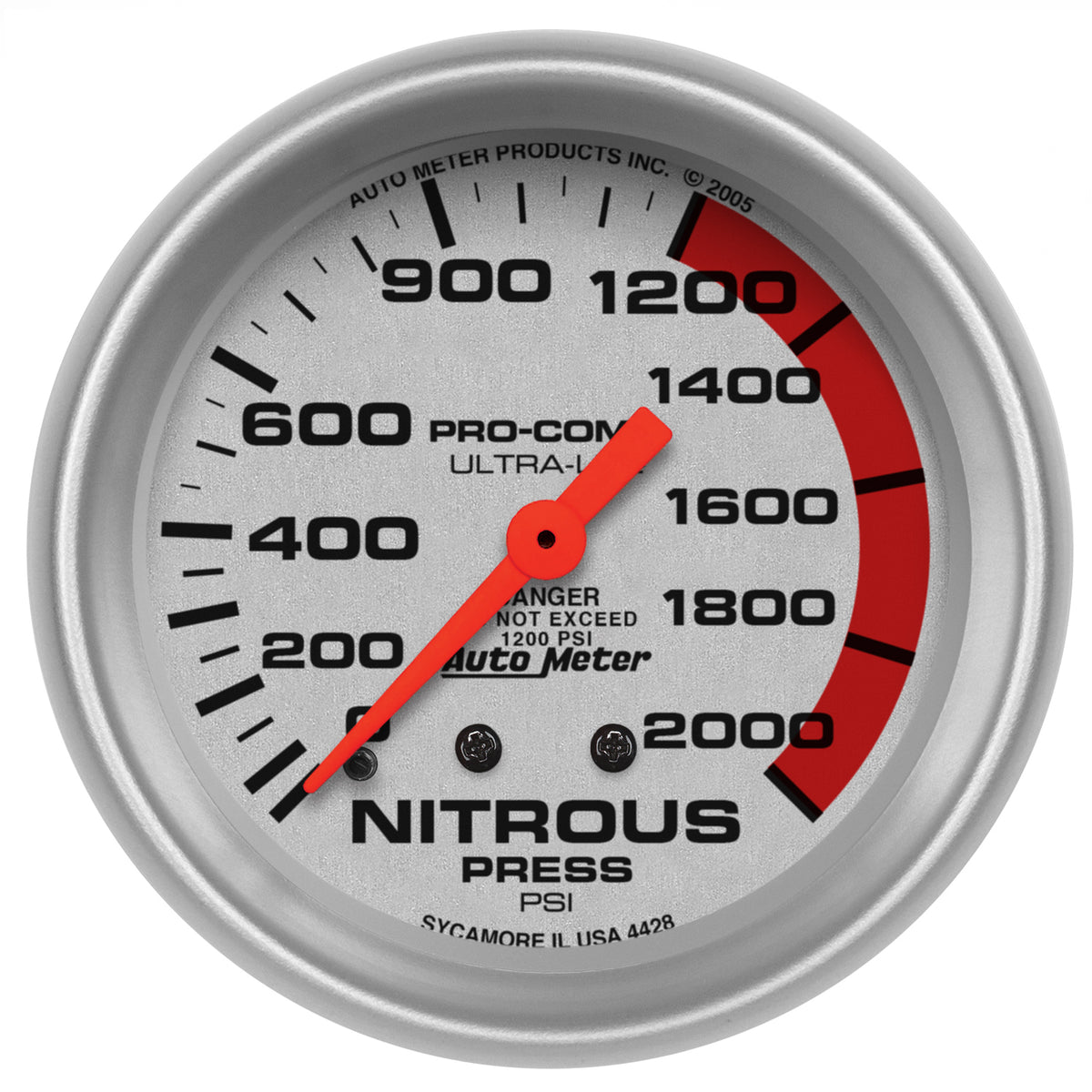 AutoMeter 4428 - GAUGE, NITROUS PRESSURE, 2 5/8", 2000PSI, MECHANICAL, ULTRA-LITE 3