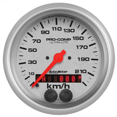 AutoMeter 4480-M - GAUGE, SPEEDOMETER, 3 3/8", 225KM/H, GPS, ULTRA-LITE 3