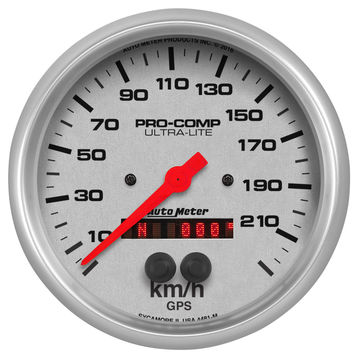 AutoMeter 4481-M - GAUGE, SPEEDOMETER, 5", 225KM/H, GPS, ULTRA-LITE 3