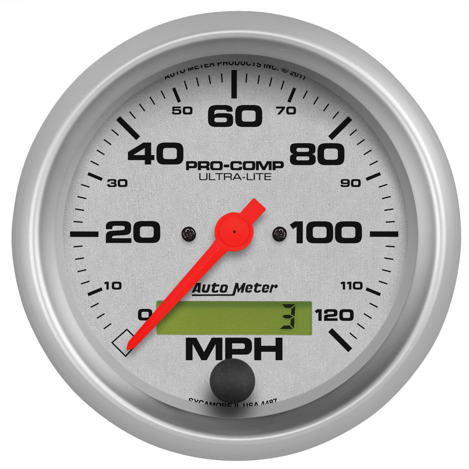 AutoMeter 4487 - GAUGE, SPEEDO, 3 3/8", 120MPH, ELEC. PROGRAM W/ LCD ODO, ULTRA-LITE 3