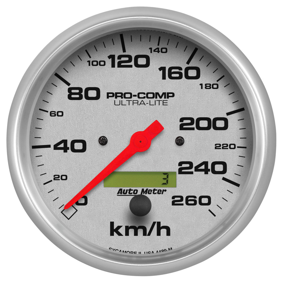 AutoMeter 4489-M - GAUGE, SPEEDOMETER, 5", 260KM/H, ELEC. PROG. W/ LCD ODO, ULTRA-LITE 3