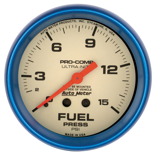 AutoMeter 4511 2-5/8" FUEL PRESSURE, 0-15 PSI, ULTRA-NITE