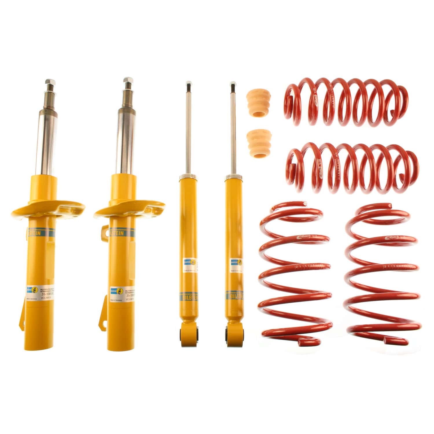 Bilstein Suspension Bilstein 46-194916 - Suspension Kit Volkswagen GTI 2009-2006, Rabbit 2009-2006 Monotube Front Lowered Height 20-25mm, up to 1130kg Axle Load Rear Lowered Height 20mm, up to 930kg Axle Load With 55mm Outside Strut Diameter B12 (Sportline) Bilstein