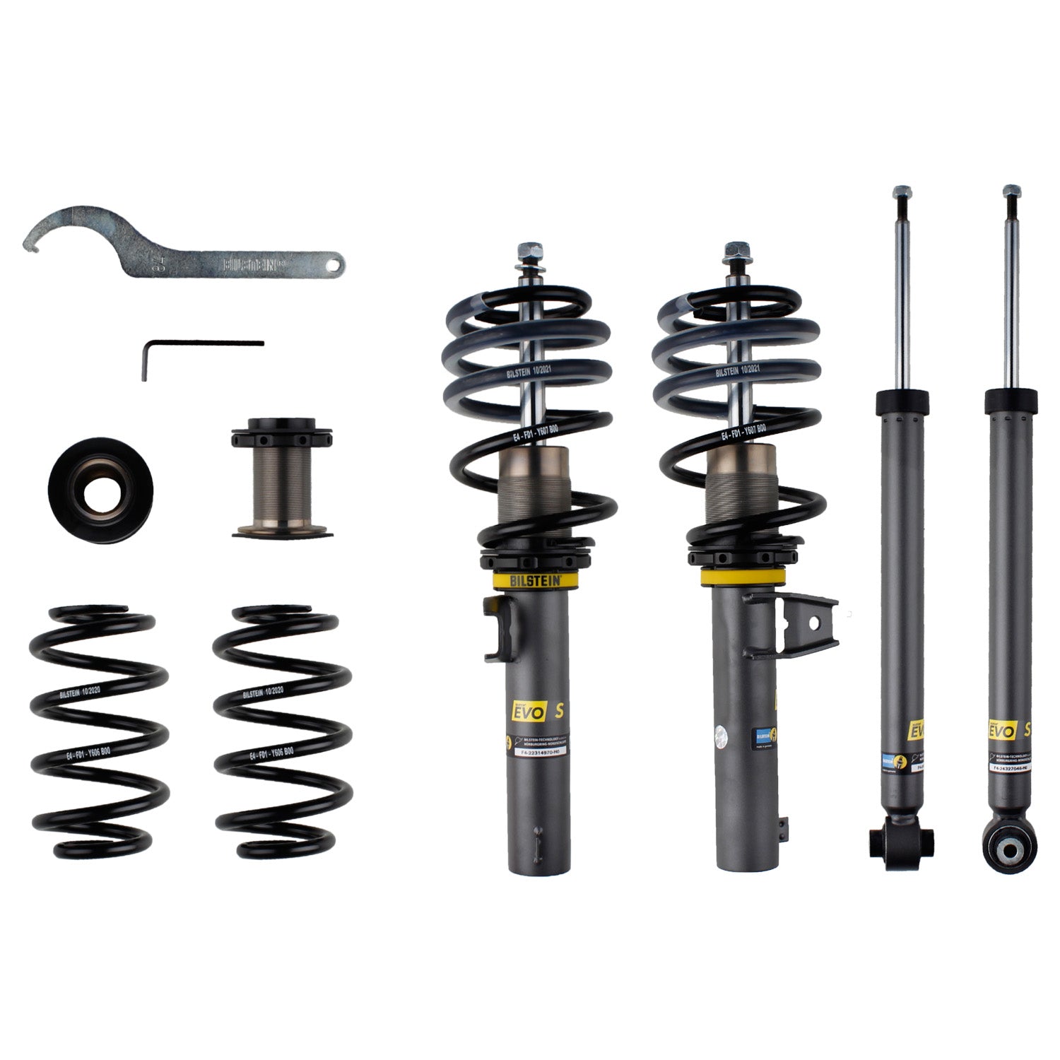 Bilstein 47-327030 - Suspension Kit Volkswagen e-Golf 2019-2015 Monotube/Twintube Front Lowered Height 20-35mm, up to 1090kg Axle Load Rear Lowered Height 10-30mm, up to 980kg Axle Load EVO S Bilstein 1