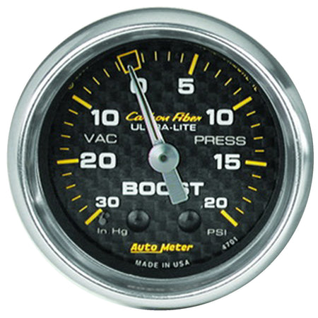 AutoMeter 4701 - GAUGE, VAC/BOOST, 2 1/16", 30INHG-20PSI, MECHANICAL, CARBON FIBER 3