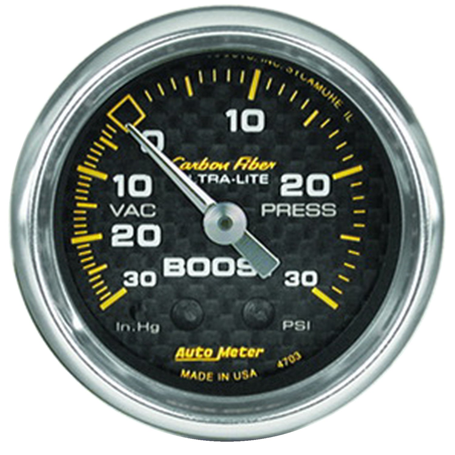 AutoMeter 4703 - GAUGE, VAC/BOOST, 2 1/16", 30INHG-30PSI, MECHANICAL, CARBON FIBER 3