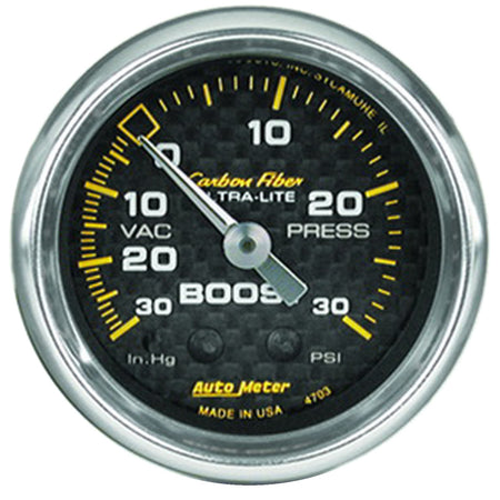 AutoMeter 4703 - GAUGE, VAC/BOOST, 2 1/16", 30INHG-30PSI, MECHANICAL, CARBON FIBER 3
