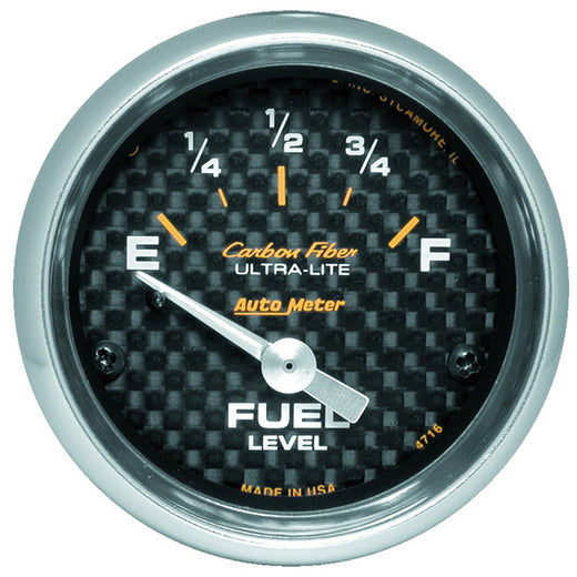 AutoMeter 4716 2-1/16" FUEL LEVEL, 240-33 Ohm SSE, CARBON FIBER