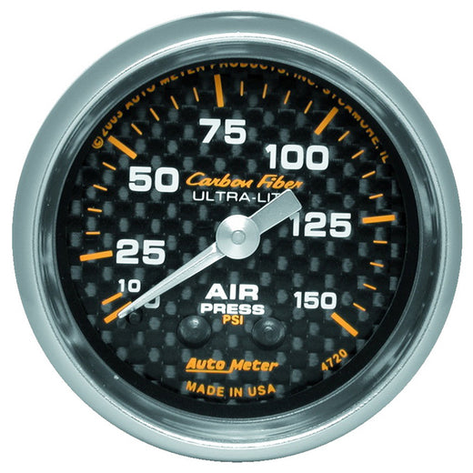 AutoMeter 4720 2-1/16" AIR PRESSURE, 0-150 PSI, CARBON FIBER