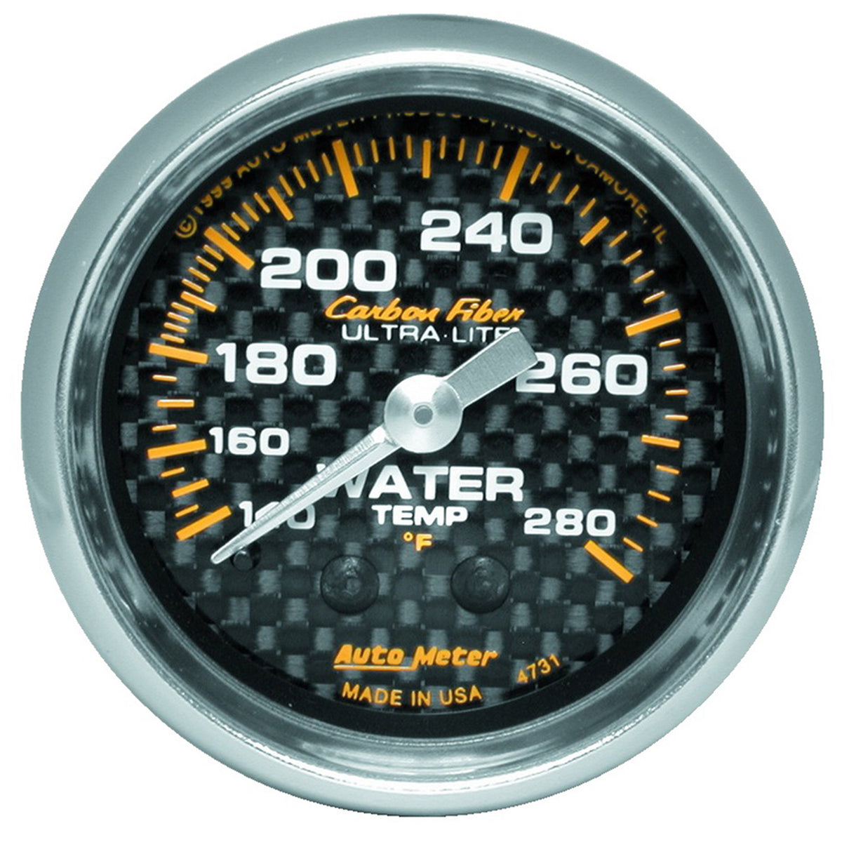 AutoMeter 4731 - GAUGE, WATER TEMP, 2 1/16", 140-280?F, MECHANICAL, CARBON FIBER 5