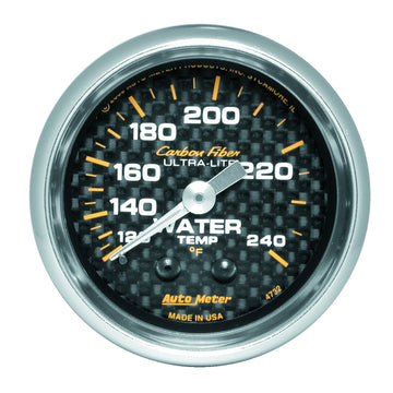 AutoMeter 4732 - GAUGE, WATER TEMP, 2 1/16", 120-240?F, MECHANICAL, CARBON FIBER 5