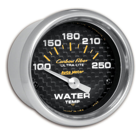 AutoMeter 4737 - GAUGE, WATER TEMP, 2 1/16", 100-250?F, ELECTRIC, CARBON FIBER 3
