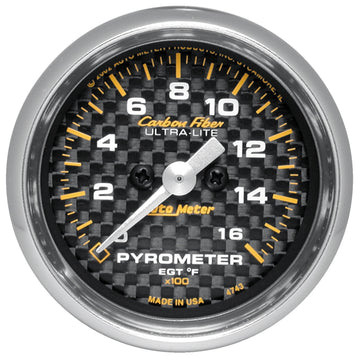 AutoMeter 4744 - GAUGE, PYROMETER (EGT), 2 1/16", 1600?F, STEPPER MOTOR, CARBON FIBER 3