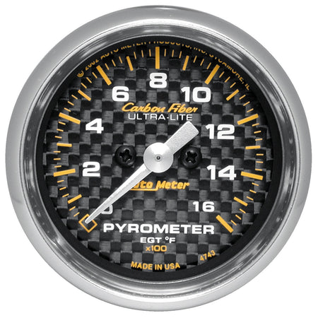 AutoMeter 4744 - GAUGE, PYROMETER (EGT), 2 1/16", 1600?F, STEPPER MOTOR, CARBON FIBER 3