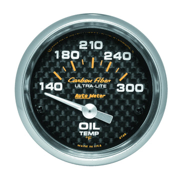 AutoMeter 4748 - GAUGE, OIL TEMP, 2 1/16", 140-300?F, ELECTRIC, CARBON FIBER 3