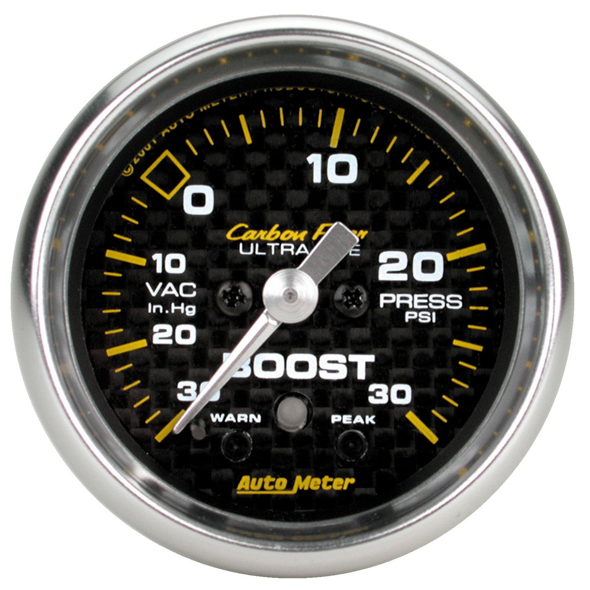 AutoMeter 4777 - GAUGE, VAC/BOOST, 2 1/16", 30INHG-30PSI, STEPPER MOTOR W/ PK & WRN, CARBON FIBER 3